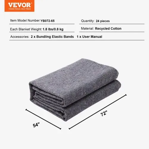 VEVOR 12x Umzugsdecken 1829x1372mm Möbeldecken recycelte Baumwolle Lagerdecken Umzug Packdecken Transport-Decken Möbelpackdecken Verpackungsdecken zum Schutz für Möbel – Bild 6