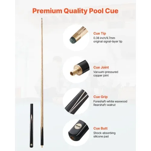 VEVOR Snookerqueue Billardqueue (1447,8 mm / 540 g) mit Verlängerungsstange & Lederspitze & Holzkoffer, Billardstock geeignet für professionellen Billardtisch, Bar, Zuhause, Büro VEVOR Snookerqueue Billardqueue (1447,8 mm / 540 g) mit Verlängerungsstange & Lederspitze & Holzkoffer, Billardstock geeignet für professionellen Billardtisch, Bar, Zuhause, Büro