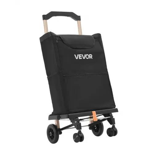 VEVOR Einkaufstrolley Faltbarer Einkaufswagen mit 75kg Tragkraft Schwarz, 40L Kapazität, Mit Kühlfach Teleskopgriff + 4 Rollen, Tasche Abnehmbar, 2-in-1 Einkaufsroller für Einkauf Camping Haushalt – Bild 9