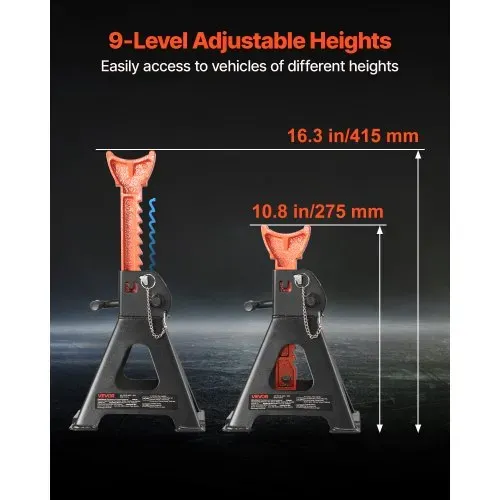 VEVOR Abstellböcke Unterstellböcke 3 t, Wagenheberständer 275-415 mm Höhenverstellbar, Stahlwagenbock mit Doppelverriegelung, zum Anheben von SUVs Pickups Pkw UTVs/ATVs, 1 Paar, 190 x 180 x 275 mm – Bild 4