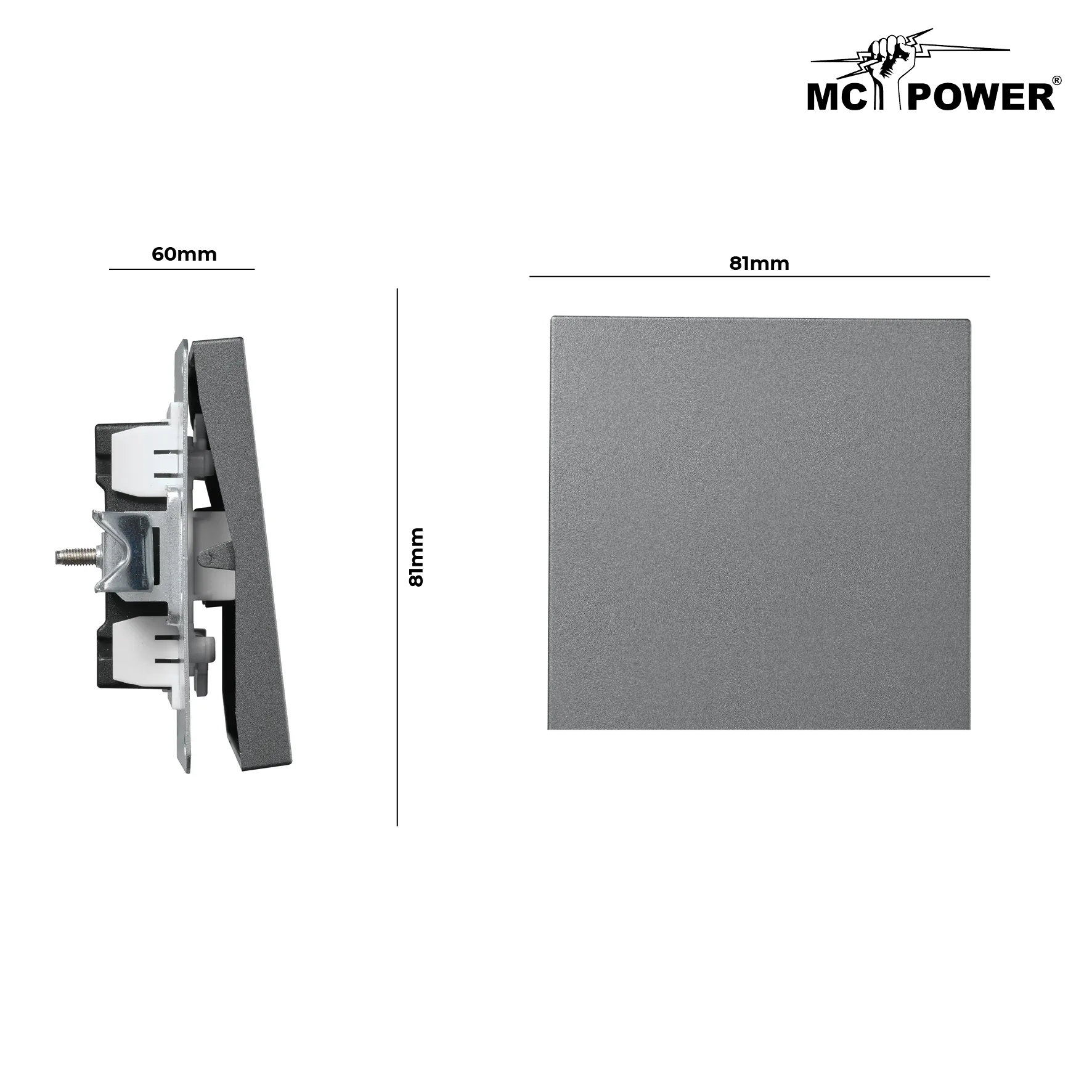 Kreuzschalter McPower ''Shallow'' 250V~/10A, UP, Steckanschluss, anthrazit – Bild 3