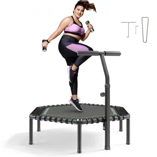 VEVOR Fitnesstrampolin Indoor für Erwachsene, Minitrampolin mit 205 kg Traglast, 1385 mm Rebounder-Trampolin mit 3-stufig Höhenverstellbarem Haltegriff und Schaumstoffgriff, Heimtrainer Sportgerät VEVOR Fitnesstrampolin Indoor für Erwachsene, Minitrampolin mit 205 kg Traglast, 1385 mm Rebounder-Trampolin mit 3-stufig Höhenverstellbarem Haltegriff und Schaumstoffgriff, Heimtrainer Sportgerät