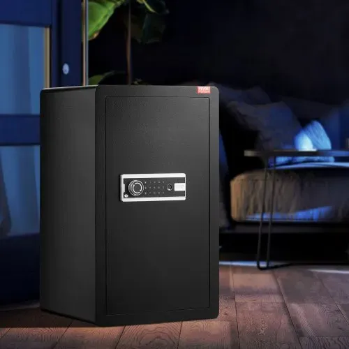 VEVOR Safe Tresor mit feuerfester Geldtasche, Einzeltür-Safe 113 L, 2 Trennwände, digitaler Möbeltresor mit Schlüssel, Code und Fingerabdruck, Wertsachenbox für Geld und Schmuck, Geldtresor Schwarz – Bild 7