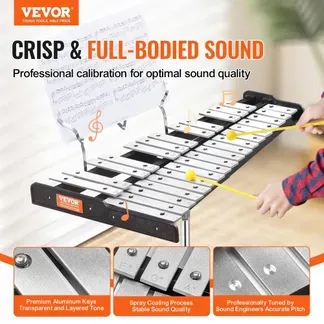 VEVOR Glockenspiel-Xylophon-Set mit 30 Noten, professionelles Schlaginstrumenten-Set mit Schlägeln, Trommelstöcken, Notenständer, 20 cm Übungspad, verstellbarem Ständer und Tragetasche VEVOR Glockenspiel-Xylophon-Set mit 30 Noten, professionelles Schlaginstrumenten-Set mit Schlägeln, Trommelstöcken, Notenständer, 20 cm Übungspad, verstellbarem Ständer und Tragetasche