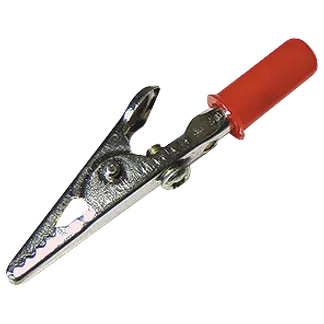 Krokodilklemme McPower, 55mm, rot, 1 Griff isoliert Krokodilklemme McPower, 55mm, rot, 1 Griff isoliert