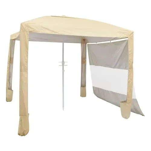 VEVOR Strand-Cabana, 2,4 x 2,4 m Strandüberdachung mit Seitenwand, UPF 50+ Sonnenschutz, Strandpavillon mit Sandsäcken, höhenverstellbarer & tragbarer Sonnenschutz für Familie und Freunde, Khaki – Bild 8