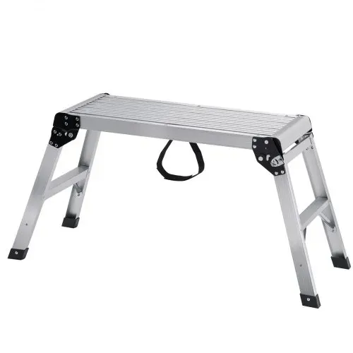 VEVOR Alu Arbeitsplattform Klappwerkbank 76x30x50,8cm Arbeitsbühne 150 kg Tragfähigkeit Trittbank mit Sicherheitsschlössern Trittleiter für Zuhause Büro Werkstatt & Garage Silber – Bild 10