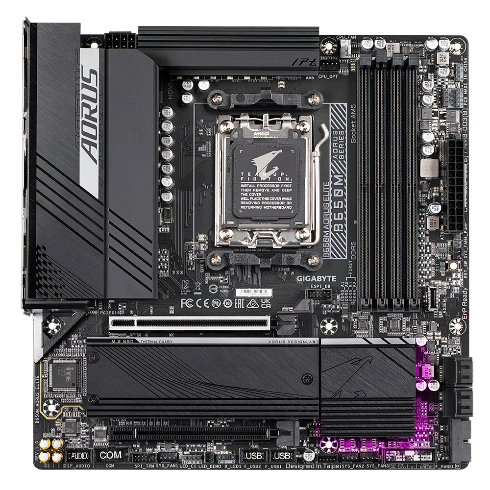 GIGABYTE B650M AORUS ELITE Mainboard – Unterstützt AMD Ryzen 9000 CPUs, 12+2+2 Phasen VRM, bis zu 8000 MHz DDR5, 1xPCIe 5.0 + 1xPCIe 4.0 M.2, 2.5GbE LAN, USB 3.2 Gen 2x2 – Bild 2