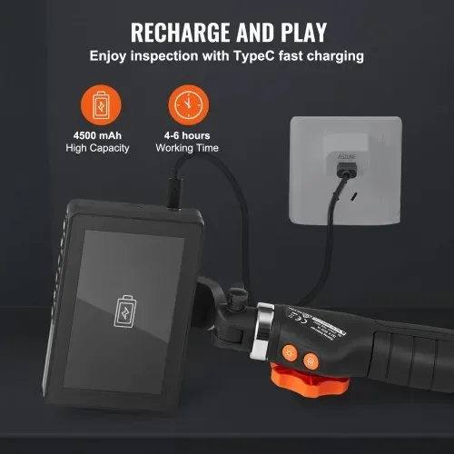 VEVOR Gelenk-Endoskopkamera mit Licht, Zweiwege-Gelenk-Endoskop-Inspektionskamera mit 6,4 mm kleinem Objektiv, 5 Zoll IPS 1080P HD-Bildschirm, 8-facher Zoom, 8 LED-Lichtkamera für Auto, Sanitär (4,9 Fuß) – Bild 5