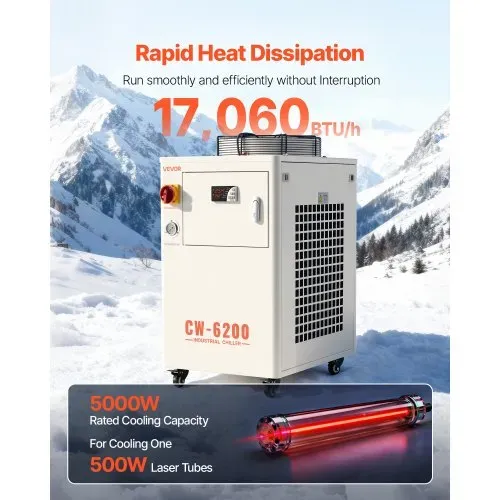 VEVOR Industrieller Wasserkühler, 5 kW, Wasserkühlsystem mit Kompressor, 15 L Tankinhalt, max. Durchflussrate 70 L/min, Industrial Water Chiller für CO2-Laser-Röhrengravur- & Schneidemaschinen VEVOR Industrieller Wasserkühler, 5 kW, Wasserkühlsystem mit Kompressor, 15 L Tankinhalt, max. Durchflussrate 70 L/min, Industrial Water Chiller für CO2-Laser-Röhrengravur- & Schneidemaschinen