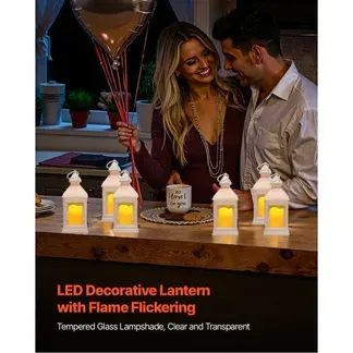 VEVOR 12er-Pack dekorative Kerzenlaternen, elektrische LED-Kerzen ohne Flamme, Halter aus Kunststoff mit Glas, Wandbehang für Veranda, Hochzeitstische, Partys, Bauernhäuser, Weiß, 105x105x240 mm VEVOR 12er-Pack dekorative Kerzenlaternen, elektrische LED-Kerzen ohne Flamme, Halter aus Kunststoff mit Glas, Wandbehang für Veranda, Hochzeitstische, Partys, Bauernhäuser, Weiß, 105x105x240 mm
