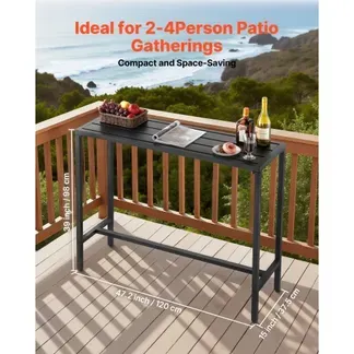 VEVOR Bartisch, 1200 x 375 x 980 mm, Bistrotisch, Stehtisch mit Metallgestell, rechteckige Esstische, Küchentisch, Tresentisch, Partytisch, Gartenmöbel für Balkon, Garten, Poolrand VEVOR Bartisch, 1200 x 375 x 980 mm, Bistrotisch, Stehtisch mit Metallgestell, rechteckige Esstische, Küchentisch, Tresentisch, Partytisch, Gartenmöbel für Balkon, Garten, Poolrand