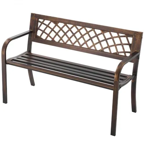 VEVOR Gartenbank Gartenmöbel Bänke 116 cm 250 kg Tragkraft, Terrassenbank mit Metallrahmen aus Karbonstahl, Balkonbank mit PVC-Netzmuster & Armlehnen, Terrassenbank für Garten Park Hof, Schwarz – Bild 10