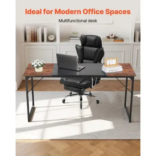 VEVOR Computertisch Bürotisch Schreibtisch (160 x 60 cm Tischplatte), moderner Arbeitstisch mit Metallrahmen & 68 kg Tragkraft für Homeoffice Arbeitszimmer Schlafzimmer Wohnzimmer, Braun Schwarz VEVOR Computertisch Bürotisch Schreibtisch (160 x 60 cm Tischplatte), moderner Arbeitstisch mit Metallrahmen & 68 kg Tragkraft für Homeoffice Arbeitszimmer Schlafzimmer Wohnzimmer, Braun Schwarz