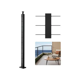 VEVOR Kabelgeländerpfosten, 914×50,8×50,8 mm, Kabel-Treppengeländerpfosten, vorgebohrte horizontale Löcher, Edelstahl SUS304, für Handlauf, Balustrade, schwarz, 1JZLGZXHS9148RVYS001V0 VEVOR Kabelgeländerpfosten, 914×50,8×50,8 mm, Kabel-Treppengeländerpfosten, vorgebohrte horizontale Löcher, Edelstahl SUS304, für Handlauf, Balustrade, schwarz, 1JZLGZXHS9148RVYS001V0