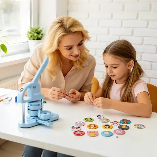 VEVOR Buttonmaschine-Zubehör 50-tlg. Set 58 mm, Kühlschrankmagnete Flaschenöffner & Schlüsselanhänger Transparente Mylar-Folien & Runde Blanko-Papiere für DIY-Projekte – Bild 7
