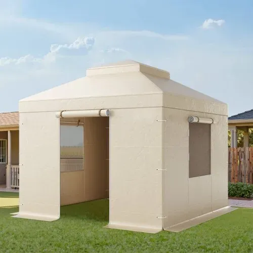 VEVOR Winter Pavillonabdeckung, passend für 3,05x3,05 m Pavillons mit Doppeldach, Ersatzabdeckung mit Seitenwänden & Netzfenstern, Lagerschutzabdeckungen, Pavillons nicht im Lieferumfang enthalten – Bild 7