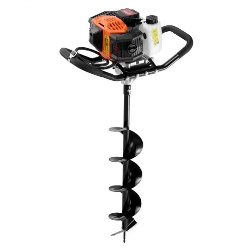 VEVOR Erdbohrer mit Benzinmotor, 52 CC, 1450 W, Benzinbohrer mit 6- und 10-Zoll-Bohrkronen und 3 Verlängerungsstangen, Lochbohrer für Pfostenzäune für Ackerland, Gartenpflanzen, Orange+Schwarz – Bild 10