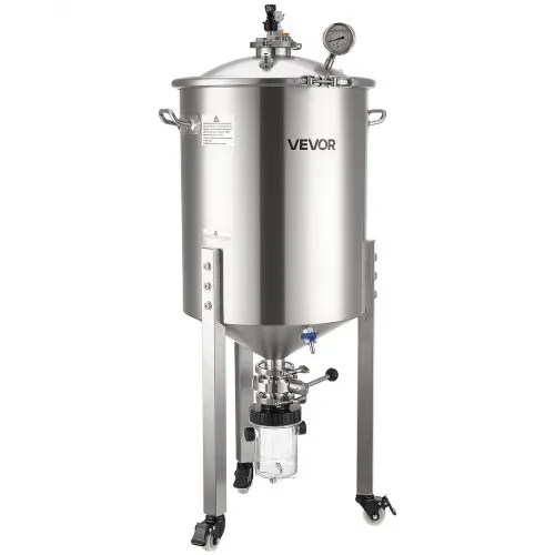 VEVOR konischer Gärbehälter Edelstahl 60 L Gärtank für Heimbrauen, Gärkessel mit konischem Boden & 3 Lenkrollen & Deckel & Griff & Thermometer, Gärfass für Wein- und Biergärung – Bild 10