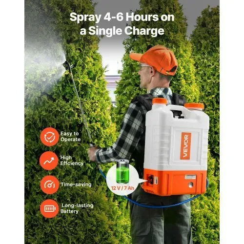 VEVOR Rucksacksprüher mit Wagen, Einstellbarer Druck 0–94 PSI, 15-Liter-Tank auf Rädern, mit 6 Düsen, 2 Zauberstäben, Weithalsdeckel für Garten, Jäten, Sprühen, Reinigen – Bild 2