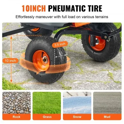 VEVOR Gartenwagen, Gartenkarre mit leicht zu montierendem Stahlrahmen, Kippbarer Transportwagen mit umwandelbarem 2-in-1-Griff, Mehrzweck-Schubkarre mit 360 kg Tragfähigkeit, 255 mm Reifen – Bild 4