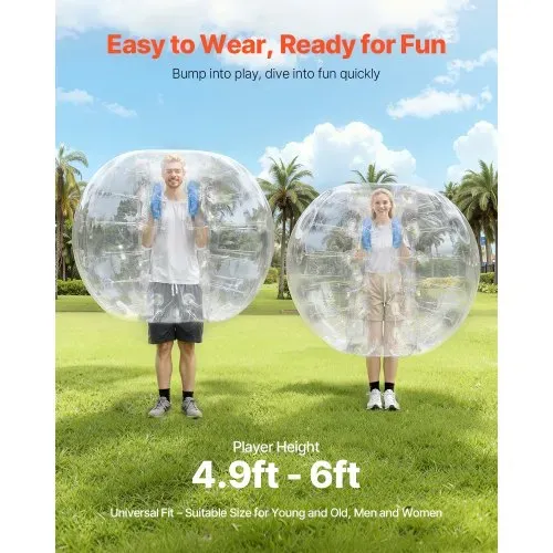 VEVOR Aufblasbarer Bump Ball Bumper Stoßball 1 Stk. 1,5 m x 1,2 m, Menschlicher Kollisionsball, PVC-Körperblasen-Bounce-Ball für Outdoor-Aktivitäten, Transparenter Aufblasbarer Bumper Ball – Bild 2