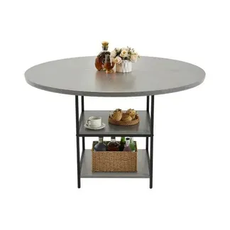 VEVOR runder Esstisch Küchentisch Holztisch (120 cm / 136,1 kg belastbar) für 4-6 Personen, moderne Freizeittische mit Ablage und Metallbeinen, für Küche zu Hause Wohnzimmer, Grau (nur Tisch) VEVOR runder Esstisch Küchentisch Holztisch (120 cm / 136,1 kg belastbar) für 4-6 Personen, moderne Freizeittische mit Ablage und Metallbeinen, für Küche zu Hause Wohnzimmer, Grau (nur Tisch)