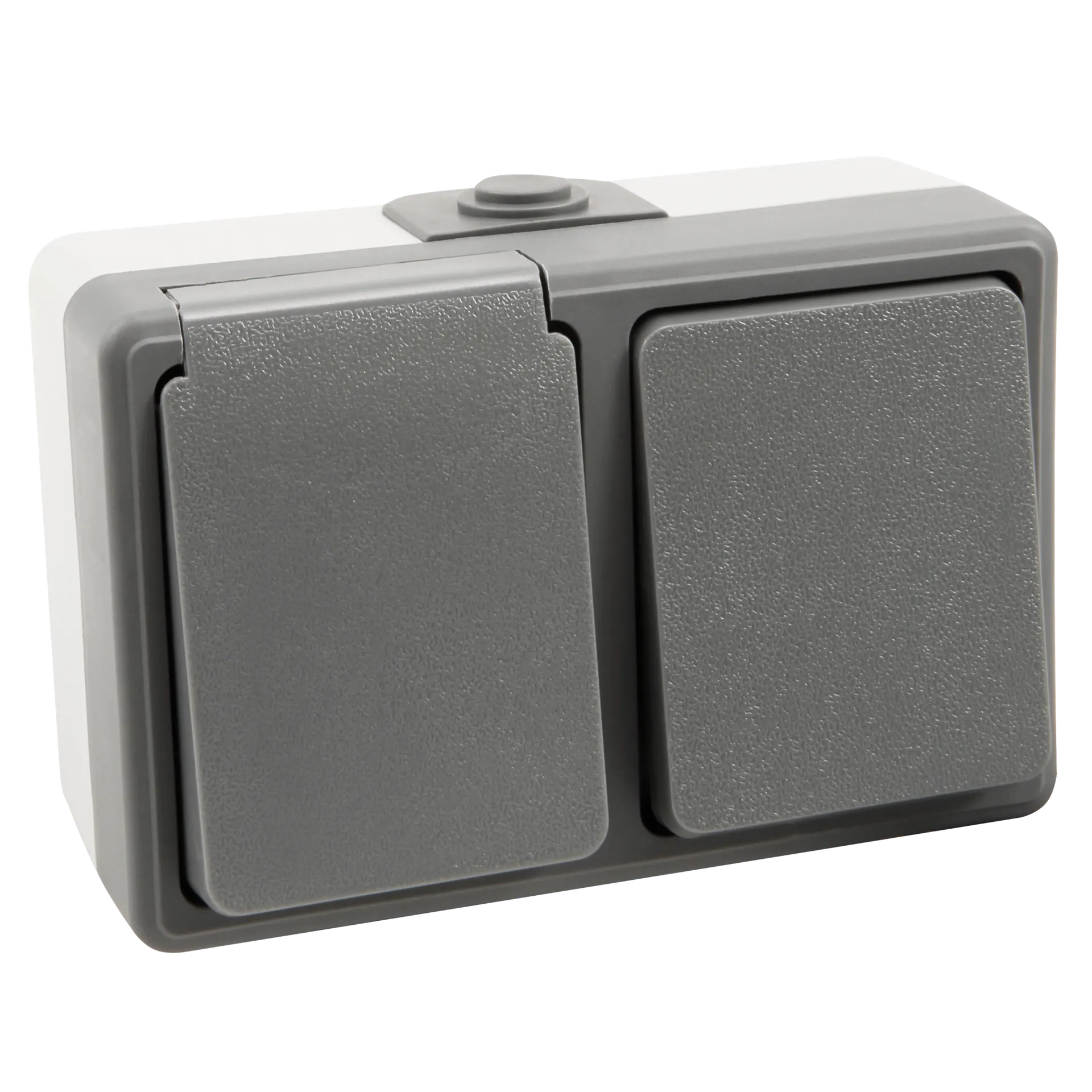 Feuchtraum Kombi-Dose McPower “Secure“ 250V~, Schalter+Steckdose, IP44, AP, grau Feuchtraum Kombi-Dose McPower “Secure“ 250V~, Schalter+Steckdose, IP44, AP, grau