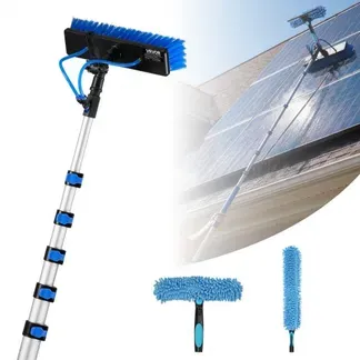VEVOR Teleskop Waschbürste für Solarpanel, Photovoltaik Reiniger inkl. 2-10m Alu-Teleskop 20m Wasseranschluss 180° Bürste Abzieher & Seifenspender, Reinigungsset für Solaranlage Fenster Terrassendach VEVOR Teleskop Waschbürste für Solarpanel, Photovoltaik Reiniger inkl. 2-10m Alu-Teleskop 20m Wasseranschluss 180° Bürste Abzieher & Seifenspender, Reinigungsset für Solaranlage Fenster Terrassendach