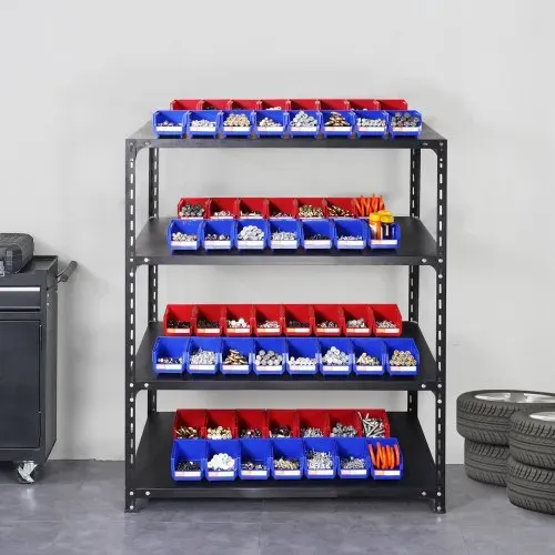 VEVOR Kunststoff-Aufbewahrungsbehälter (12,7 x 10,2 x 7,6 cm), hängender, stapelbarer Aufbewahrungsbehälter, blau/rot, 24er-Pack, robuste Stapelbehälter für die Organisation von Schränken, Küchen, Büros oder Vorratskammern – Bild 7
