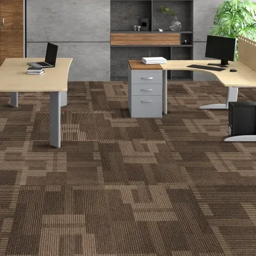 VEVOR Teppichfliesen, 610 x 610 mm, Teppichboden mit angebrachter Polsterung, weich gepolsterte Teppichfliesen, einfache DIY-Installation für Schlafzimmer und Wohnzimmer (24 Stk., gemischtes Braun) – Bild 7