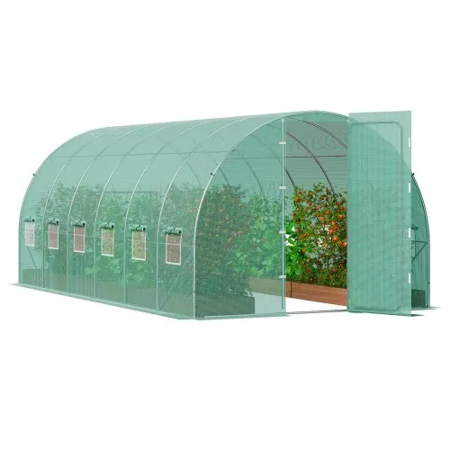 VEVOR begehbares Tunnel-Gewächshaus, 6,8 x 2,3 x 2,3 m, Foliengewächshaus-Tunnel, Pflanzen-Gewächshaus mit verzinktem Stahlrahmen, grüner PE-Abdeckung, Schwingtür und 12 Rollfenstern für den Außenbereich VEVOR begehbares Tunnel-Gewächshaus, 6,8 x 2,3 x 2,3 m, Foliengewächshaus-Tunnel, Pflanzen-Gewächshaus mit verzinktem Stahlrahmen, grüner PE-Abdeckung, Schwingtür und 12 Rollfenstern für den Außenbereich