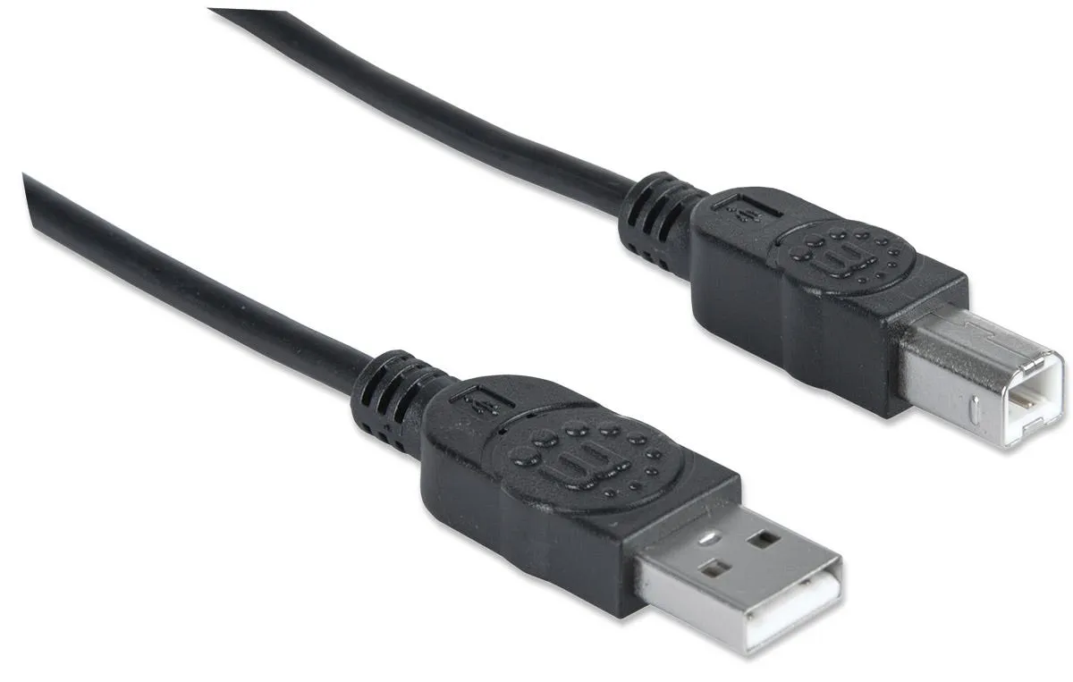 Manhattan Hi-Speed USB B Anschlusskabel, USB 2.0, Typ A Stecker - Typ B Stecker, 480 Mbps, 3 m, Schwarz – Bild 2