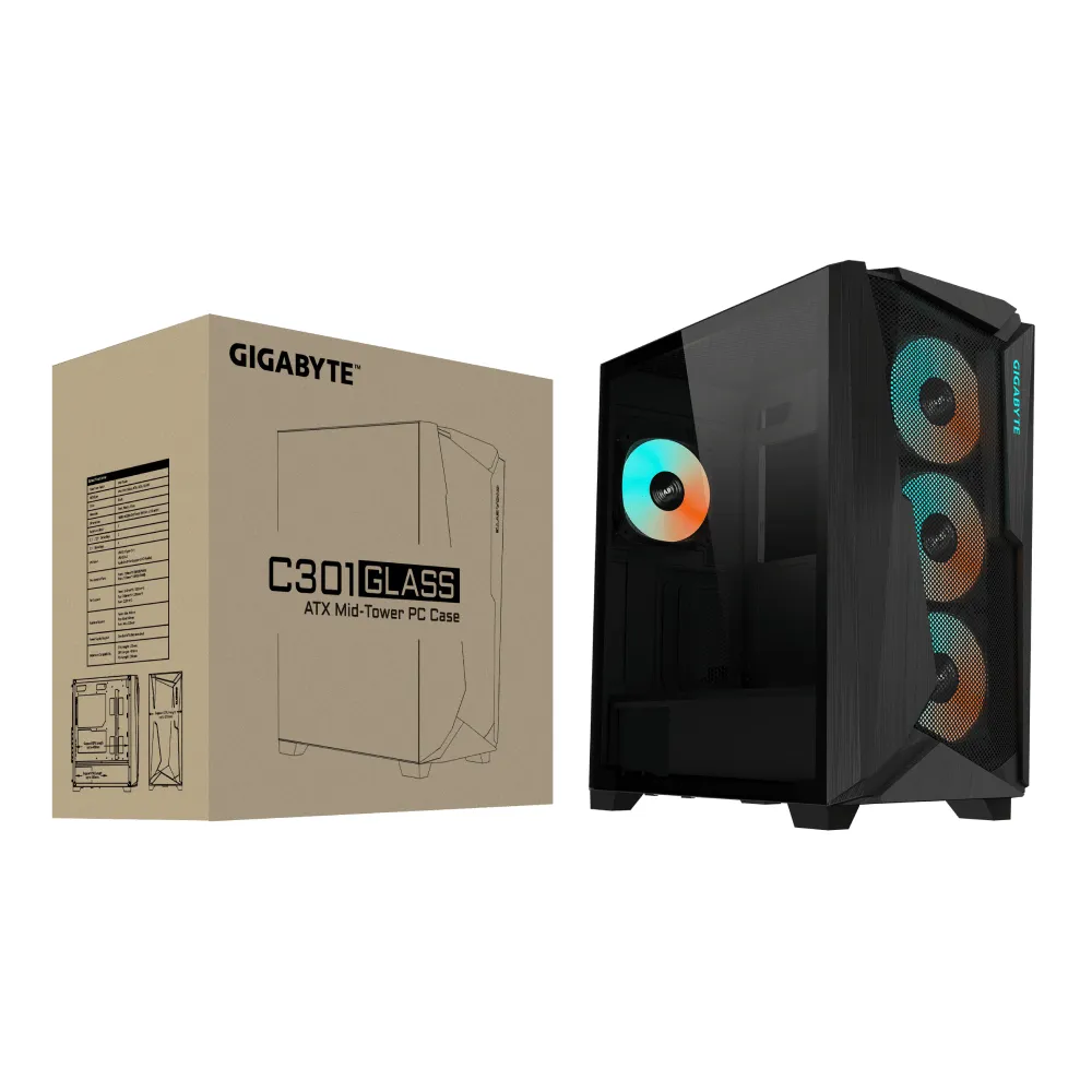 GIGABYTE C301 GLASS Midi Tower Schwarz – Bild 7
