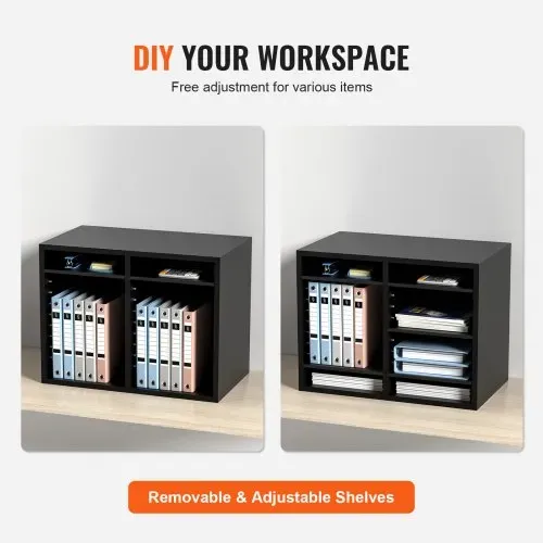 VEVOR Briefablage Schreibtisch Organizer 520 x 305 x 410 mm, 2,3–5,6 cm Einstellbar A4 Stapelbar Quer, Papierablage, Aufbewahrung Schreibtisch Ablagesystem Organisation, Ablage (Schwarz, 2 x 6 Fächer) – Bild 4