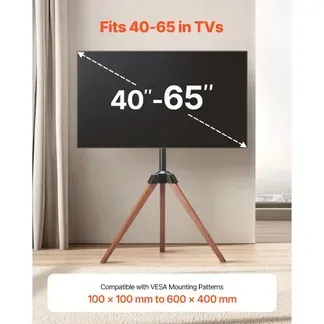 VEVOR TV-Ständer mit Stativ-Staffelei für 1016-1651 mm flach & Curved-TVs bis zu 45 kg, 18° Links-Rechts-Drehung, tragbarer Fernsehständer mit Beinen aus Holz für Schlafzimmer Wohnzimmer Studio VEVOR TV-Ständer mit Stativ-Staffelei für 1016-1651 mm flach & Curved-TVs bis zu 45 kg, 18° Links-Rechts-Drehung, tragbarer Fernsehständer mit Beinen aus Holz für Schlafzimmer Wohnzimmer Studio