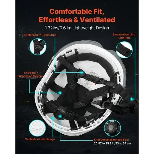 VEVOR Schutzhelm ANSI/ISEA Z89.1-zugelassener Sicherheitshelm mit Visier & 6-Punkt-Ratschenaufhängung, verstellbarer Industriehelm belüfteter Bauhelm Arbeitshelm für Industriebau Arbeitskleidung – Bild 3