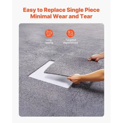 VEVOR Teppichfliesen 457,2 x 457,2 x 12 mm, 10er-Pack, selbstklebender Teppichboden mit Fläche von 2,0 m², Teppich Bodenbelag, einfacher DIY-Austausch für Wohnzimmer und Büro, Grau – Bild 5