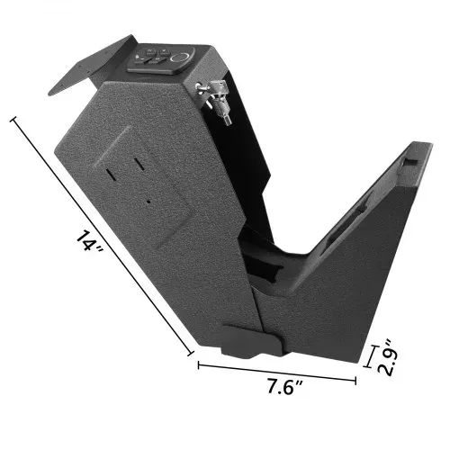 VEVOR Tresor Feuerfest mit Schlüssel 7.3 x 19 x 35.5 cm, Tresor mit Zahlenschloss 3,3 kg, Pistolentresor Feuerfest Wasserdicht mit Fingerabdruck, Möbeltresor Elektronikschloss mit Stahlkonstruktion – Bild 7