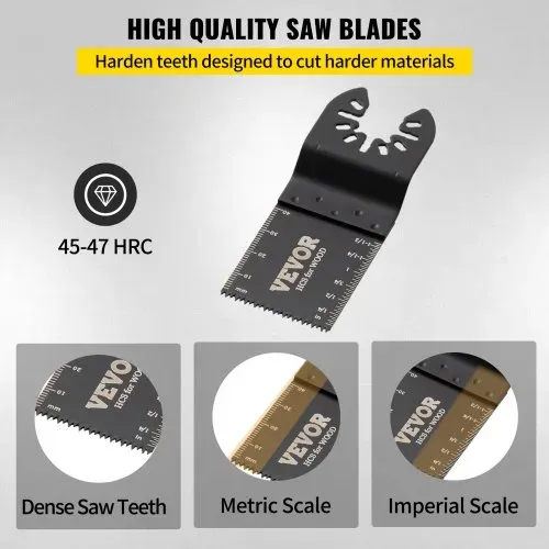 VEVOR 100x Multitool Sägeblätter Oszillierendes Zubehör Set HCS+Edelstahl Multitool Segmentsägeblatt 1-3/8 Zoll Multifunktionswerkzeug Zubehör Set 45-47 HRC – Bild 4