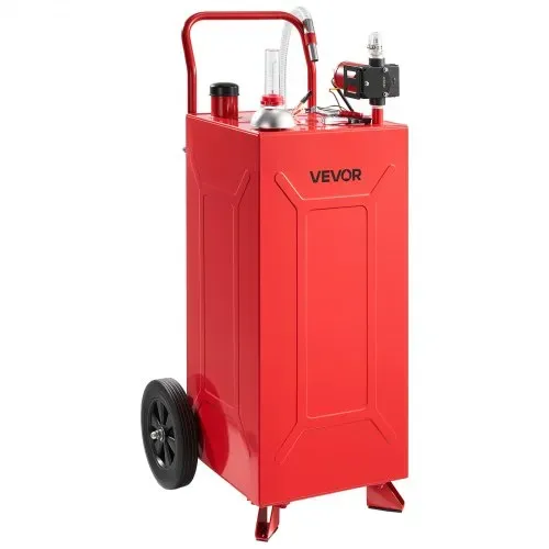 VEVOR 113,6L Kraftstofftrolley Mobile Tankanlage mit 12V Elektropumpe Rot, Tragbarer Kraftstoffkanister für Auto Rasenmäher Boot, Mit 2 Rollen & Ölstandsanzeige, Für Benzin & Diesel, Kohlenstoffstahl – Bild 9