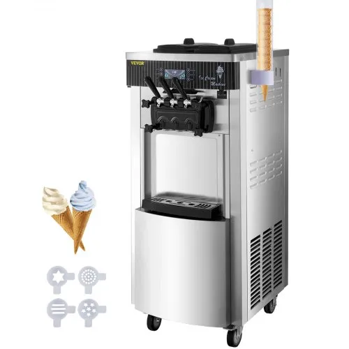 VEVOR Speiseeisbereiter Stehende Kommerzielle Softeismaschine Eismaschine Ice Cream maker 220V Edelstahl Maschine mit Eikegel VEVOR Speiseeisbereiter Stehende Kommerzielle Softeismaschine Eismaschine Ice Cream maker 220V Edelstahl Maschine mit Eikegel