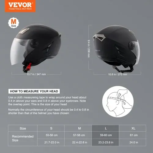VEVOR Motorradhelm Motocross-Helme 3/4 Gesicht Größe L, Helme aus ABS mit Bluetooth-Schlitz & Wechselglas, DOT-geprüfter bequemer Motocross-Helm, für Jugendliche & Erwachsene schwarz VEVOR Motorradhelm Motocross-Helme 3/4 Gesicht Größe L, Helme aus ABS mit Bluetooth-Schlitz & Wechselglas, DOT-geprüfter bequemer Motocross-Helm, für Jugendliche & Erwachsene schwarz