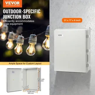 VEVOR Abzweigkasten 530 x 430 x 200 mm, Elektrogehäusekasten aus ABS-Kunststoff mit Scharnierdeckel, Edelstahlverschluss, IP67 staubdicht und wasserdicht für elektrische Projekte im Freien VEVOR Abzweigkasten 530 x 430 x 200 mm, Elektrogehäusekasten aus ABS-Kunststoff mit Scharnierdeckel, Edelstahlverschluss, IP67 staubdicht und wasserdicht für elektrische Projekte im Freien