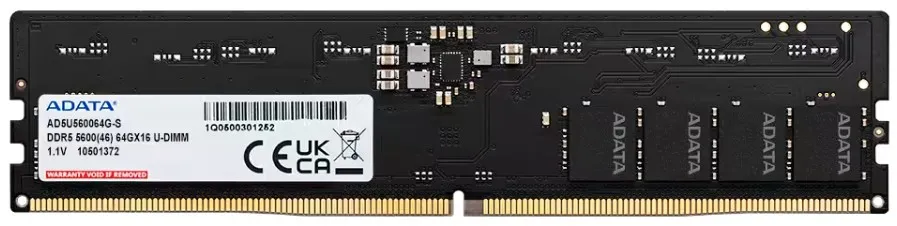 ADATA AD5U560064G-S Speichermodul 64 GB 1 x 64 GB DDR5 5600 MT/s 288-pin DIMM ADATA AD5U560064G-S Speichermodul 64 GB 1 x 64 GB DDR5 5600 MT/s 288-pin DIMM