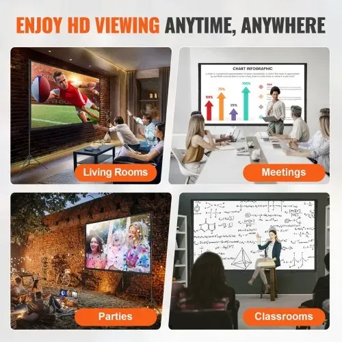 VEVOR Projektion Beamer Leinwand mit Ständer 304,8 cm HD 4K Outdoor Indoor Projektor Screen Schnelles Klappbare Tragbare Filmleinwand 16: 9 für Heimkino, Camping und Freizeitveranstaltungen Schwarz – Bild 5