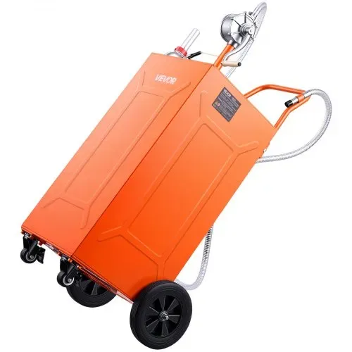 VEVOR 132,5L Kraftstofftrolley Mobile Tankanlage mit Manueller Pumpe Orange, Kohlenstoffstahl, Inkl. 4 Rolle & 3m Förderschlauch, Max. 17,8L/min Durchfluss, Benzin & Diesel, Ideal für ATV UTV Motorrad – Bild 10