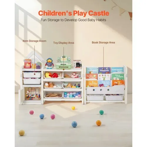 VEVOR Spielzeugaufbewahrung Bücherregal Spielzeugregal HDPE, 4-stöckige multifunktionale Ablage mit 10 flexiblen Kunststoffbehältern, für Schlafzimmer Klassenzimmer Kinderzimmer (Grau + Beige) VEVOR Spielzeugaufbewahrung Bücherregal Spielzeugregal HDPE, 4-stöckige multifunktionale Ablage mit 10 flexiblen Kunststoffbehältern, für Schlafzimmer Klassenzimmer Kinderzimmer (Grau + Beige)