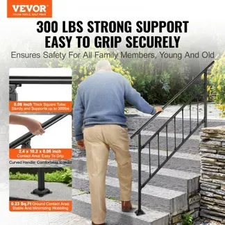 VEVOR Handlauf Quadratisch 172,5×83,5cm Treppengeländer für 1-4 Stufen Baluster Höhen-und Winkelverstellbar Geländer aus Schmiedeeisen max. 67,8cm Höhe für Stufen Ideal für Garten Hotel Veranda VEVOR Handlauf Quadratisch 172,5×83,5cm Treppengeländer für 1-4 Stufen Baluster Höhen-und Winkelverstellbar Geländer aus Schmiedeeisen max. 67,8cm Höhe für Stufen Ideal für Garten Hotel Veranda