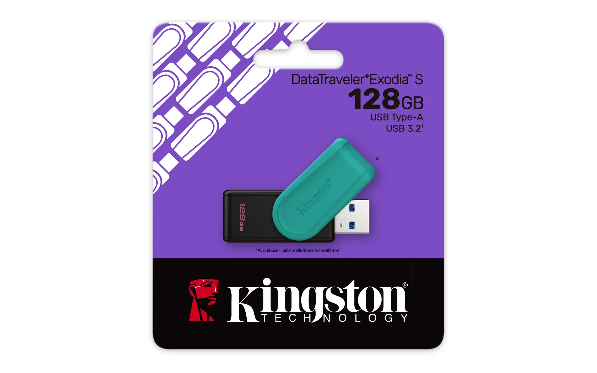 Kingston Technology DataTraveler 128GB Portable USB 3.2 Gen 1 Exodia S (Schwarz/Türkis) – Bild 3